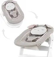 hauck Alpha Bouncer 2in1, Powder Bunny Beige Bloom - Baby Seat for Alpha+ Wooden Highchair with Bouncing Frame, 3-Point Hip Harness & Cushion, from Birth up to 9 kg