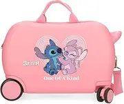 [Disney] Joumma Stitch One of a Kind Children's Suitcase Pink 45x31x20cm Hard ABS 24.6L 1.8 kg 4 Wheels Hand Luggage, Pink, Children's Suitcase, Pink, Children's Suitcase