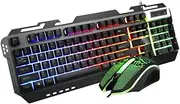 SHOWERORO 1Set RGB Backlit Gaming Keyboard and Mouse Wired Backlight Keyboard with Ergonomic Design and High Definition Characters for Office and Gaming Use