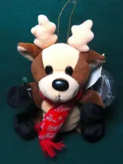 Collectible Coca Cola "Reindeer in COCA-COLA Snowflake Scarf" Bean Bag Plush NWT