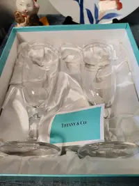 在飛比找Yahoo!奇摩拍賣優惠-x日本回流 中古正品保存品Tiffany蒂芙尼水晶香檳杯高跟