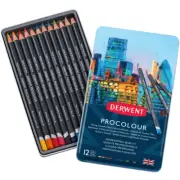 NEW Derwent Procolour Colour Pencils Tin 12 Colouring Professional Pencil