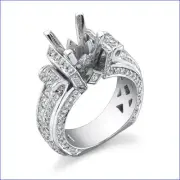 GO BIG! Massive 17+ gram 2.5ct Diamond 18K White Gold Semi Mount Engagement Ring