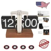 Art Deco Flip Table Clock - Automatic Mechanical Design in Black Walnut Finish