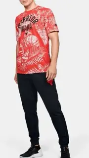 Project Rock Aloha Camo Tee Dwayne Johnson Hawaiian Shirt 1351585-608 Medium Red