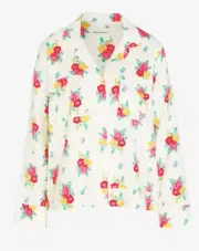 NEW PETER ALEXANDER BAMBOO COTTON FLANNELETTE FLORAL PJ TOP $79.95 M