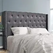 Artiss Bed Frame King Size Bed Head Headboard BedHead Base Fabric Grey Luca