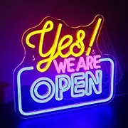 SIGNSHIP Open Neon Sign LED Sign Yes! We Are Open Neon Sign for Wall Decoration Yellow & Pink & Blue Open Neon Light Sign Light Up Sign for Bar Restaurant Hotel Shop Club Decor
