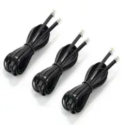 3 Pack RJ12 Cable Phone Cord 6P6C Male to Male Straight Wired Black 6.6 FT