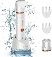 KAPHIO Bikini Trimmer for Women Pubic Hair: 2 in 1 Eletctric Razors for Women - Rechargeable Eletctric Shaver - IPX7 Waterproof Bikini Trimmer for Underarm Leg Arm Body (Pearl White)