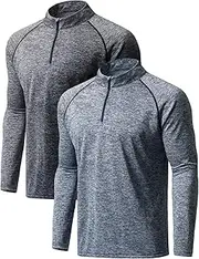 [TSLA] Men's 1/4 Zip Pullover Long Sleeve Shirt, Quick Dry Performance Running Top, Athletic Quarter Zip T-Shirt
