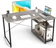 Giantex L-Shaped Desk, 120 cm Writing Study Laptop Desk with Adjustable Storage Shelves, Modern Home Office Desk, Corner Computer Desk, for Bedroom Study Room Living Room, Space-Saving (Grey)