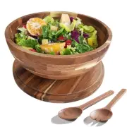 Salad Bowls Wood Salad Bowl Set with Lid Acacia Wood Serving Bowl for Fruits ...
