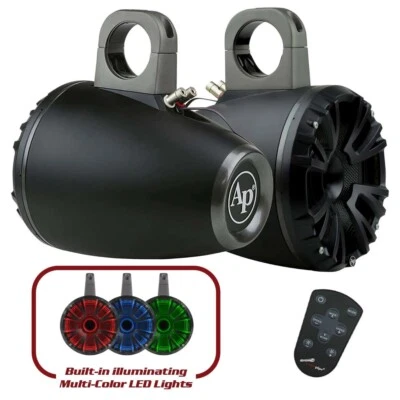 Audiopipemap Apmp-843Twr Audiopipe 8" 300 Watts Black Wakeboard Tower Pair