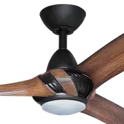 ThreeSixty Black / Koa Arumi 3 Blade Ceiling Fan With Light
