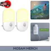 2 Pack Plug in Motion Sensor Dimmable Night Light, Soft Warm White LED