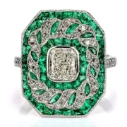 Majestic Engagement Cocktail High Quality Ring With White Emerald Cut Sapphire