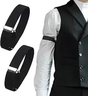 [TORMEN] Elastic Adjustable Armbands, Shirt Garter Sleeve Holders, Anti-Slip Shirt Sleeve Holders, Non-Slip Shirt Garters, Adjustable Length for Men and Women(2PCS,Black)