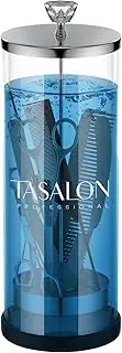 TASALON Barber Jar (45.5 oz) with Crystal Handle - Disinfectant Jar for Salon, Spa and Manicure Shop - Durable Glass and Sterilizing Container with Removable Stainless Steel Basket - Large