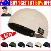 Cotton Brimless Docker Cap Melon Brimless Hat Melon Beanie Cap for Women Men