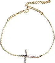 [Tummy Tub] Bracelets,Bracelet Jewellery,Anklet String Charm,Flower Girl Bracelet Anklets Women's Girls Style Chains Beach Anklets Jewellery Anklets Adjustable Size of The Rings Leather (Color : Gold)