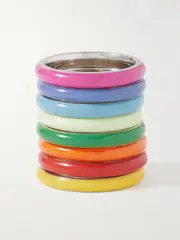 [FRY POWERS] FRY POWERS - The Complete Set Unicorn Rainbow Set Of Eight Sterling Silver And Enamel Rings - Pink - 5 5 Pink