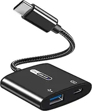 Azddur USB C OTG Adapter with Power, 2 in 1 USB C to USB with 60W PD Charging, Compatible with iPad Pro, Dell XPS, Galaxy S21/S20+/Note10, Google Pixel 5/4XL, Chromecast with Google TV