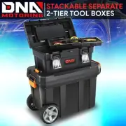 49cm W X 63.3cm H X 23cm D 3-Tier Stackable Trolley Tool Box w/Extendable Handle