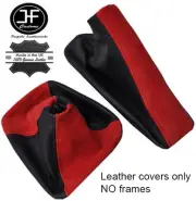 BLACK LEATHER & RED SUEDE SHIFT & E BRAKE BOOT FITS BMW E90 E91 E92 E93 (for: BMW)