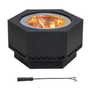 Sunjoy Firepit 28-In Hexagonal Outdoor Patio Wood Burning Smokeless