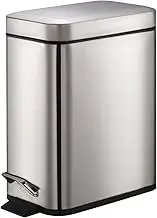 Smartbin 5L 5 Liter Stainless Steel Kitchen Trash Bin with Lid Bathroom Waste Paper Bin Toilet Bin Pedal Dust Bin Garbage Can Waste Office H30*W14*D23cm Recycle Bin Inner Bucket Rectangular Brushed