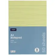 50 Sheet A4 Ruled Office Pad 5 Pack Mixed Colour