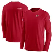 Men's Nike Red Atlanta Falcons Sideline Coach Chevron Lock Up Long Sleeve V-Neck Performance T-Shirt