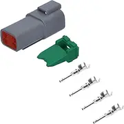[Kalitec] KALI-1204-P German DT Connector Pin Set 4-Pin for Motorcycle, Car, Plug Housing, Grey, Waterproof IP 68, Conductor Cross Section 0.75-2 mm², Glass-Fibre Reinforced Polyamide PA-GF