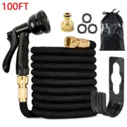 100FT HEAVY DUTY FLEXIBLE EXPANDABLE GARDEN MAGIC WATER HOSE PIPE SPRAY GUN SET