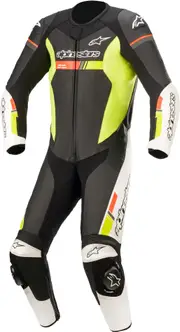 Alpinestars GP Force Chaser, leather suit 1pcs. , color: Black/White/Neon-Red/Neon-Yellow , size: 48
