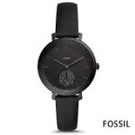 【FOSSIL】心機不敗小秒針水鑽真皮腕表-黑X36MM(ES4490)