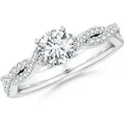 Lab-Grown Peg Head Round Diamond Twist Shank Engagement Ring
