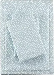 True North by Sleep Philosophy Cozy Flannel Warm 100% Cotton Sheet - Novelty Print Animals Stars Cute Ultra Soft Cold Weather Bedding Set, Single, Aqua Dots 3 Piece