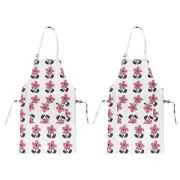 Kitchen Aprons, 2 Pack Adjustable Bib Apron Water Resistant with Pockets, White