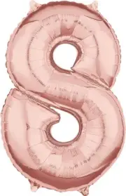 Mid-Size Shape Rose Gold Numeral 8. L26 Foil Balloon, 66 cm Size