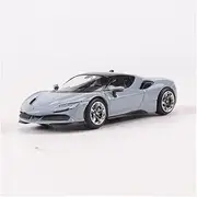 Scale Finished Model Car 1:64 Scale for Ferrari SF90 Sports Car Emulation Car Model Static Metal Miniature Vehicle Decoration Souvenir Die-cast Vehicle(Chrome)