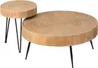 2-Piece Modern Farmhouse Living Room Coffee Table Set, Nesting Table round Natur