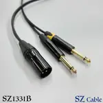 Y線 XLR 轉 6.3MM TS 音源線 轉接線 轉接頭 一分二 一轉二 訊號線 公轉TS 鍍 Y型線 導線