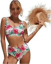 Sexy Bikinis Push Up Swimwear Women Swimsuits Ruffle Biquini Floral Print Bikini Set High Waist Women's Bathing Suit
