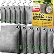12-Pack Activated Charcoal Odor Absorber - Natural Charcoal Bags Odor Absorber for Fresh Home, Closet, Shoes, Car - Premium Bamboo Charcoal Air Purifying Bag - Effectively Removes Musty Smell & Odors