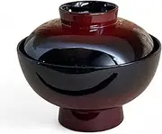 J-Kitchens Miso Soup Bowl, 11.8 fl oz (350 cc), 4.8 x 4.0 inches (12.1 x 10.1 cm), Heat Resistant, 4 Inches, Straight Sensai Bowl with Steps, Vermilion, Blur, Made in Japan