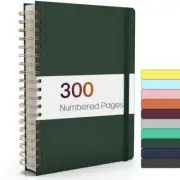 Lined Spiral Journal Notebook with 300 Numbered Pages College B5 Dark Green