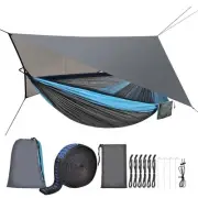 Camping Hammock with Mosquito Net Rain Fly Heavy Duty Tree Strap Nylon Parachute