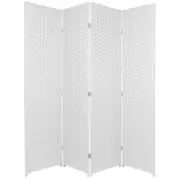 Woven Room Divider Screen White 4 Panel